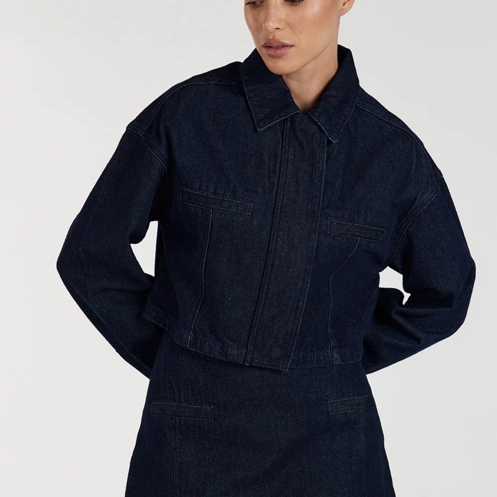 Dissh Alberta Indigo Tailored cropped denim jacket
